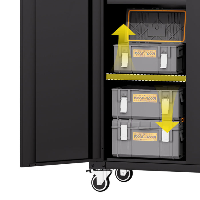 Garage Storage Cabinet With Wheels Heavy-Duty Tool Storage - Black