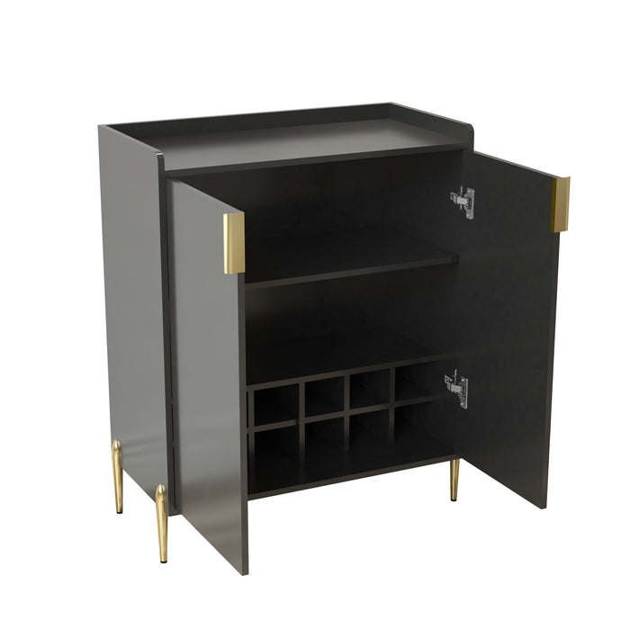 Wine Bar Cabinet With Adjustable Shelf, 2 Door Sideboard With Soft-Closing Hinges And Feet