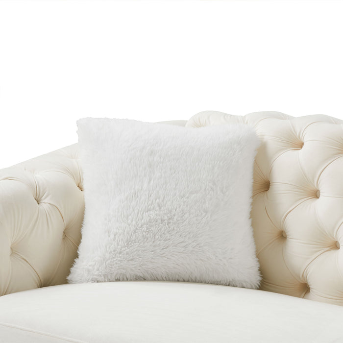 2 Seater Loveseat Sofa With Button Tufted Diamond Grid & 2 Pillows For Living Room