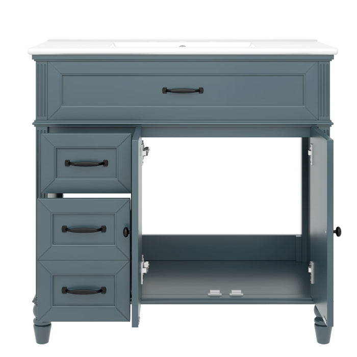 Bathroom Vanity With Sink, 2 Doors 2 Drawers, Freestanding Design