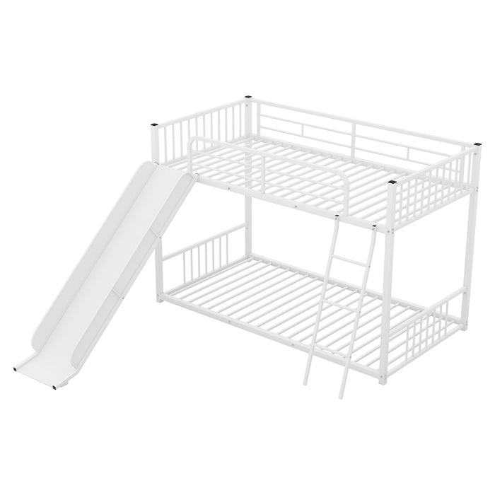 Metal Bunk Bed With Slide, Durable Steel Frame