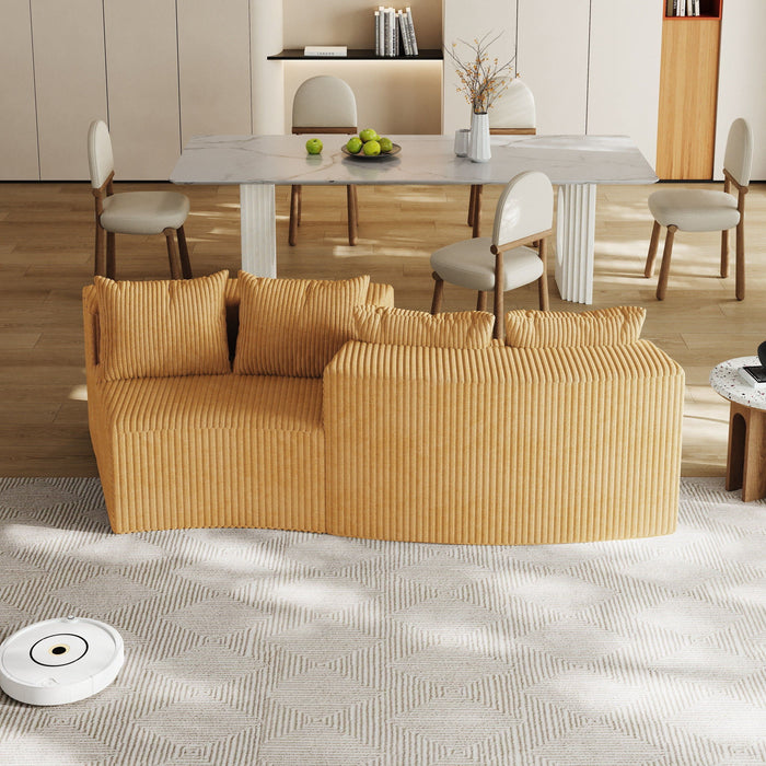 Curved Sectional Sofa With 4 Pillows, Modular Semi Circular Design