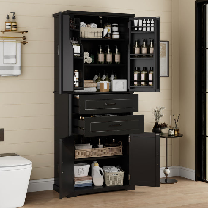 Elegant Multi Functional Storage Cabinet With Slide Rail Drawers, Adjustable Shelves