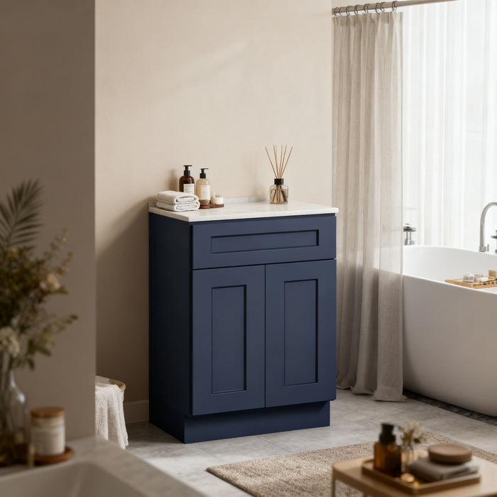 Shaker Base Cabinet With Soft-Close Drawer & Double Doors, Adjustable Shelf