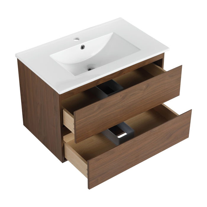 Wall Mounted Bathroom Vanity & Sink, 2 Soft Close Drawers