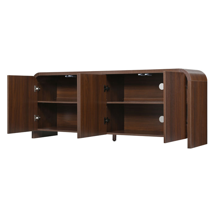 Curved Edge TV Stand With Large Cabinets