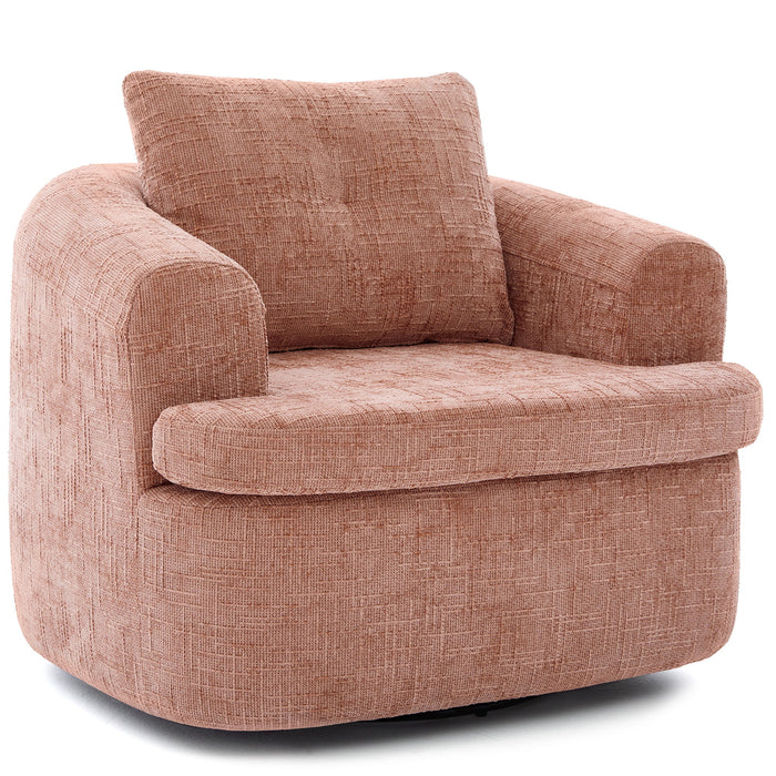 Modern Swivel Barrel Chair With Dual-Layer Cushion