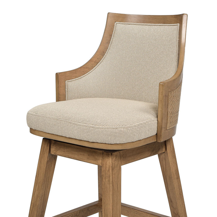 Bahama - Cane High Back Swivel Counter Stool With Recessed Arms Textured Weave - Taupe Beige