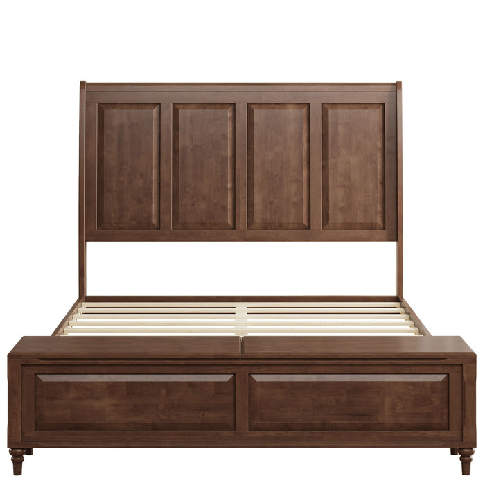 Sleigh Bed Frame With Tall Headboard And Storage Bench