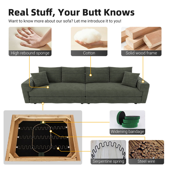 Convertible Deep Seat Sofa With Soft Pillows And Ottomans