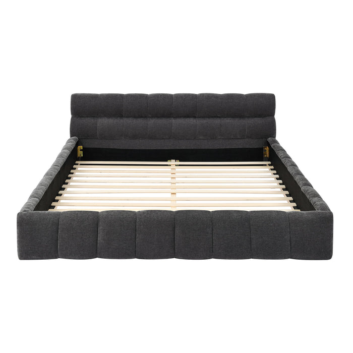 Modern Platform Bed Frame With Thick Chenille Fabric