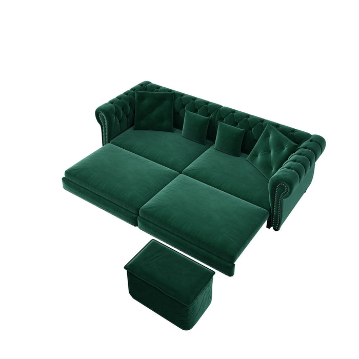 3 In 1 Pull Out Sofa Bed With Movable Ottoman