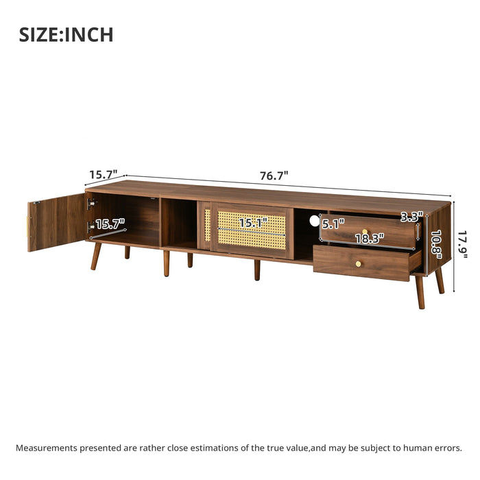 TV Stand With Storage Cabinets - Natural