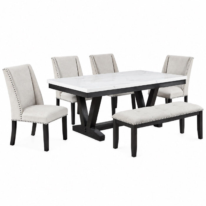 Upholstered Dining Bench With Tufted Seat And Nailhead Trim - Antique Black