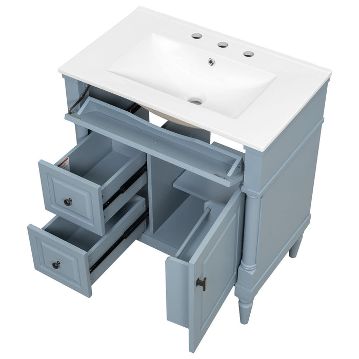 Modern Bathroom Vanity With Sink, Freestanding Cabinet With Flip Drawer & Adjustable Shelf