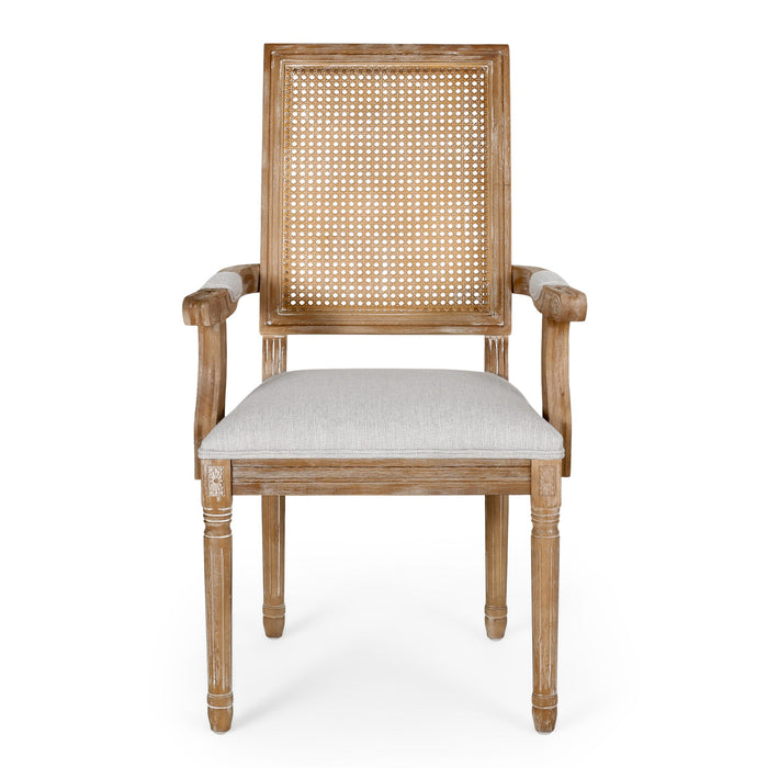 Elegant French Country Style Dining Chair With Cane Backrest