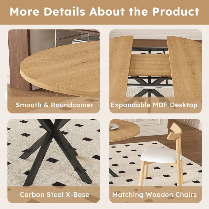 Modern Extendable Round Dining Table Set, Table With Chairs