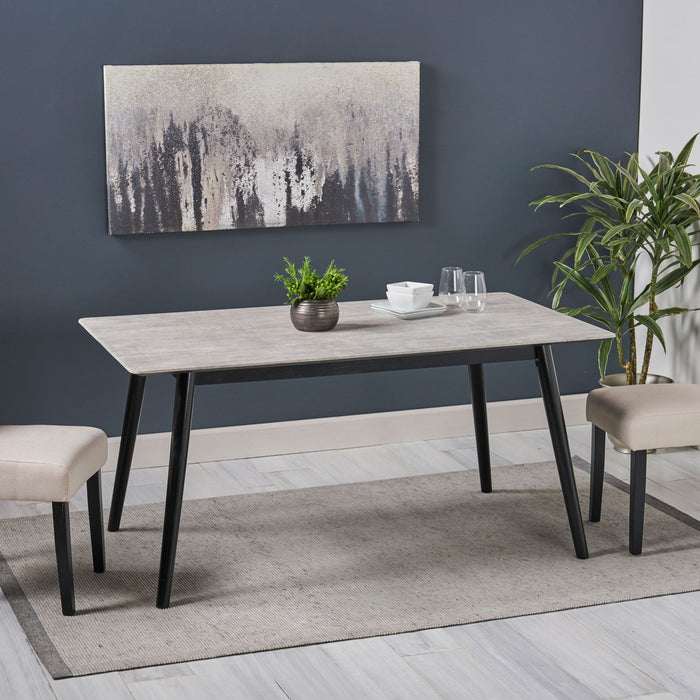 Chic Dining Table With High Pressure Laminate Top And Solid Wood Legs - Natural