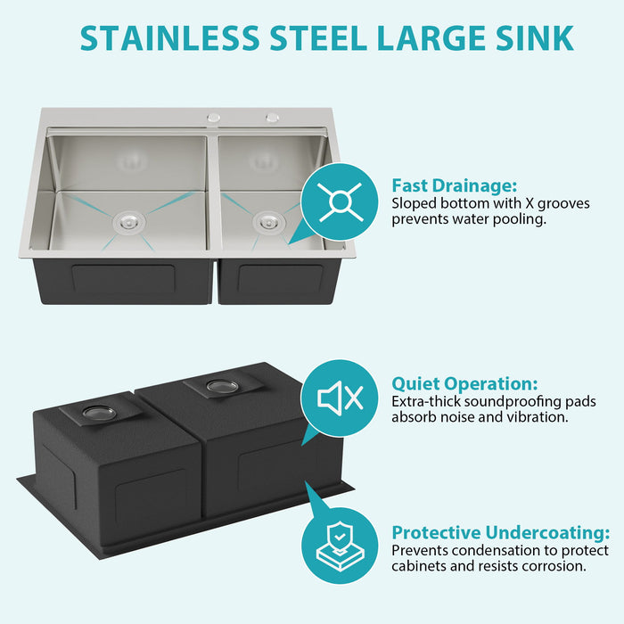 Topmount Drop In Kitchen Sink With Double Bowl Design