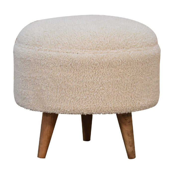 Boucle Rounded Footstool - Oak