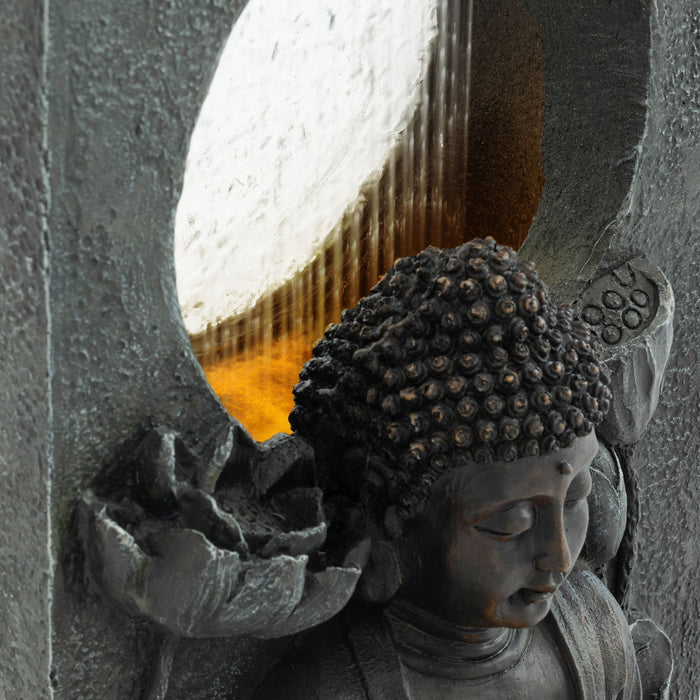 Zen - Outdoor Buddha Waterfall Fountain - Black