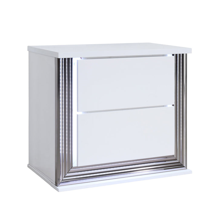 Moon - Smooth Nightstand With LED - White