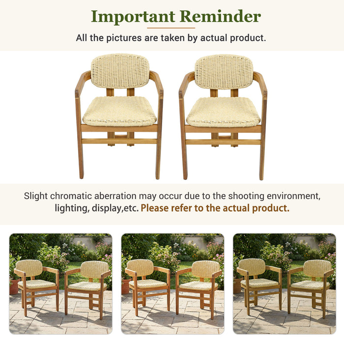 Outdoor Accent Armchairs For Patio (Set of 2) - Natural / Teak