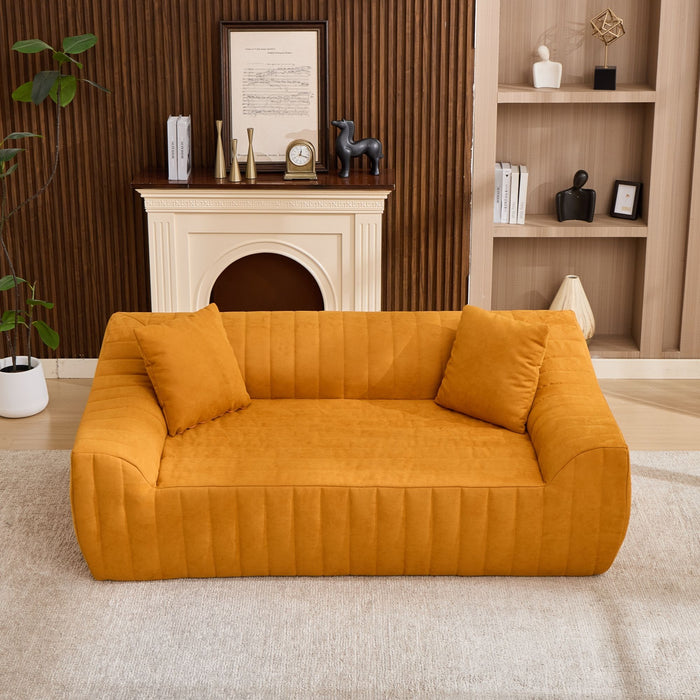 Oversized 2 Seater Loveseat With 2 Decor Throw Pillows, Deep Seat Sofa For Living Rooms