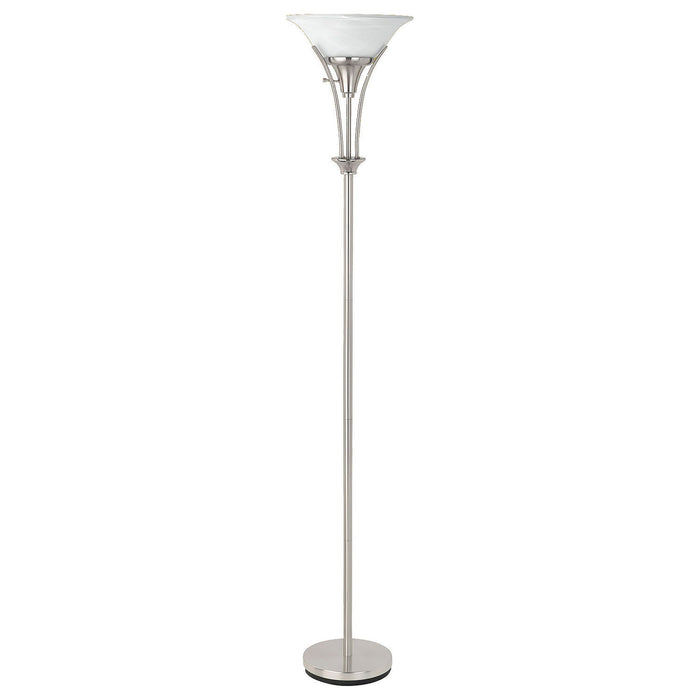 Jessa - Torchiere Floor Lamp With Soft Glass Shade - Silver