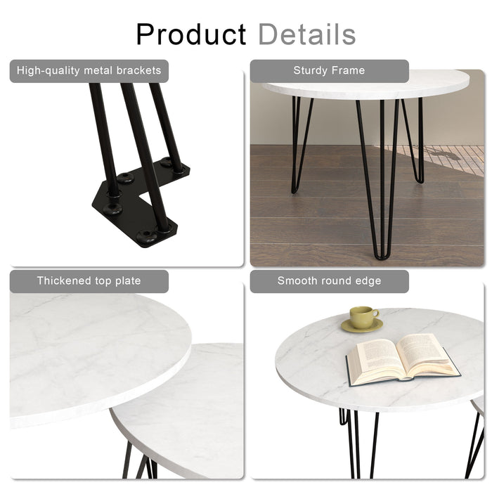 Round Nesting Coffee Table For Living Room (Set of 2)