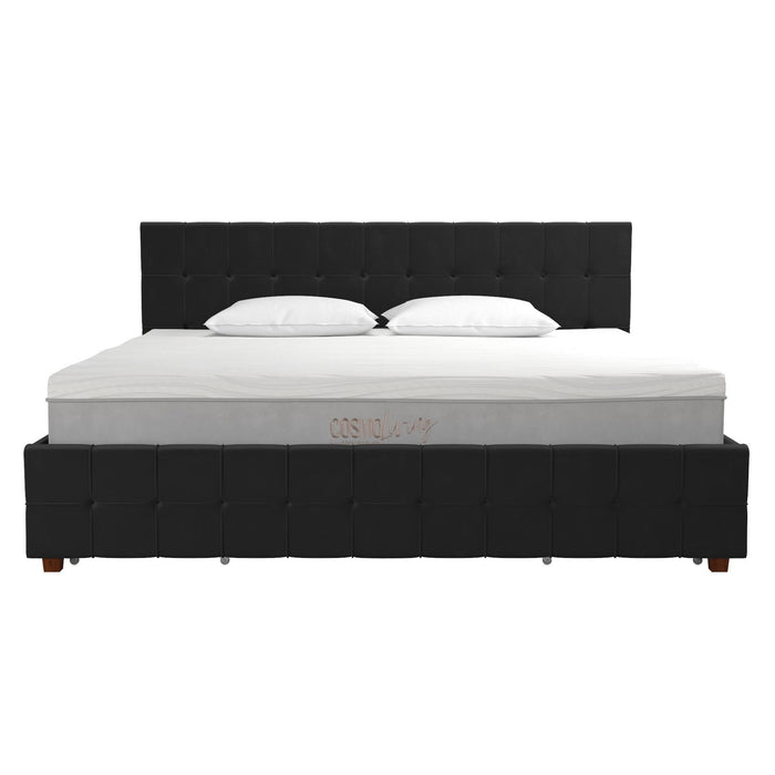 King Upholstered Bed With Storage - Black