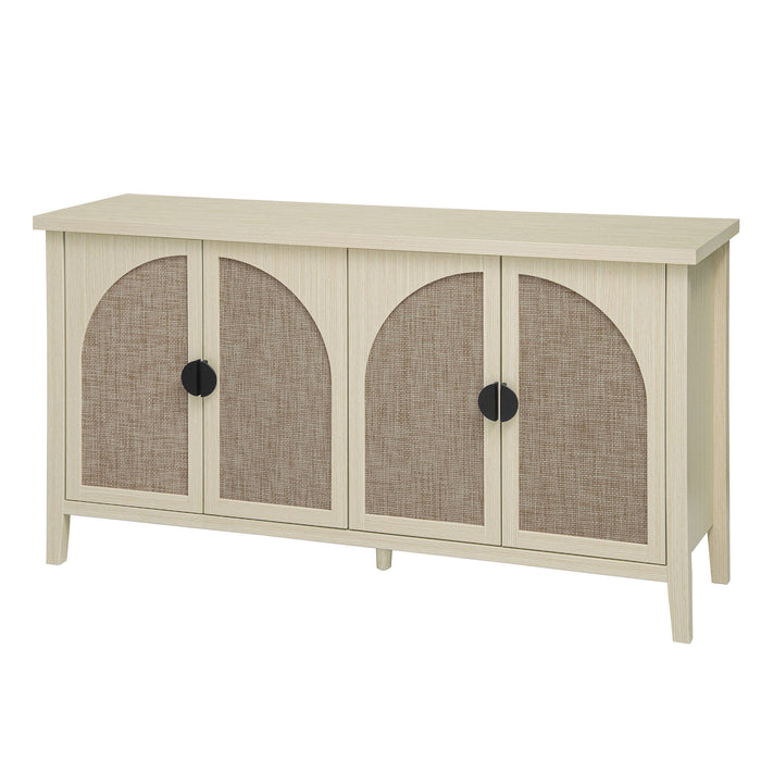 Rattan 4 Door Cabinet, Suitable For Bedroom - Natural