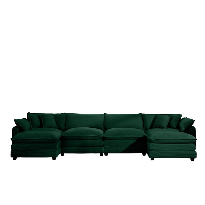 Modern Modular Cushion Sofa With Ottoman, Low Back, Deep Seating Sofa Set