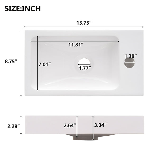 15.75" Bathroom Vanity With Reversible Resin Sink And Cabinet - Wood