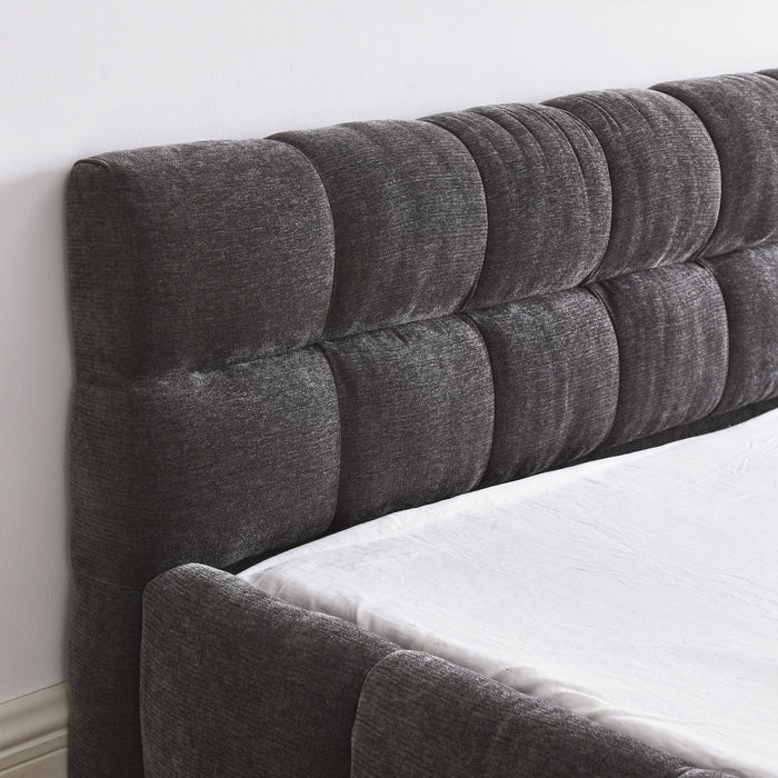 Modern Platform Bed Frame With Thick Chenille Fabric