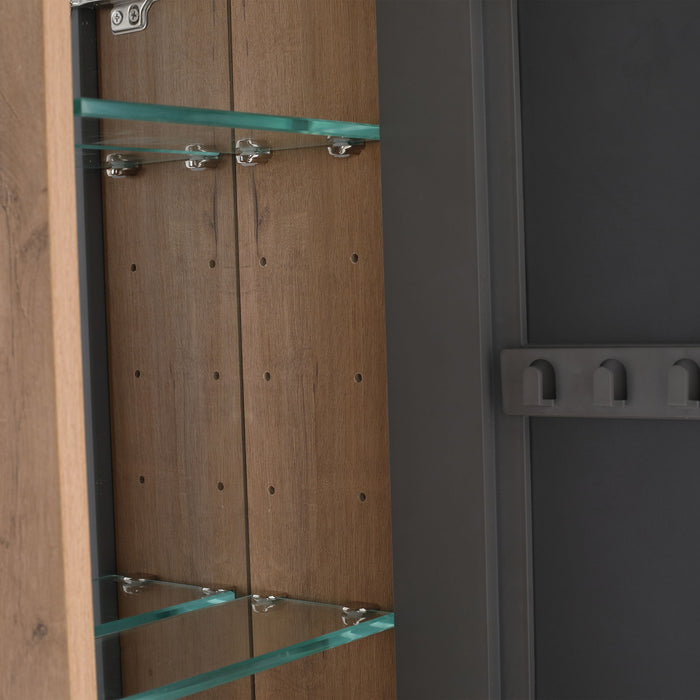 Wall Mounted Bathroom Cabinet With Adjustable Shelves, Storage For Vanity - Imitative Oak