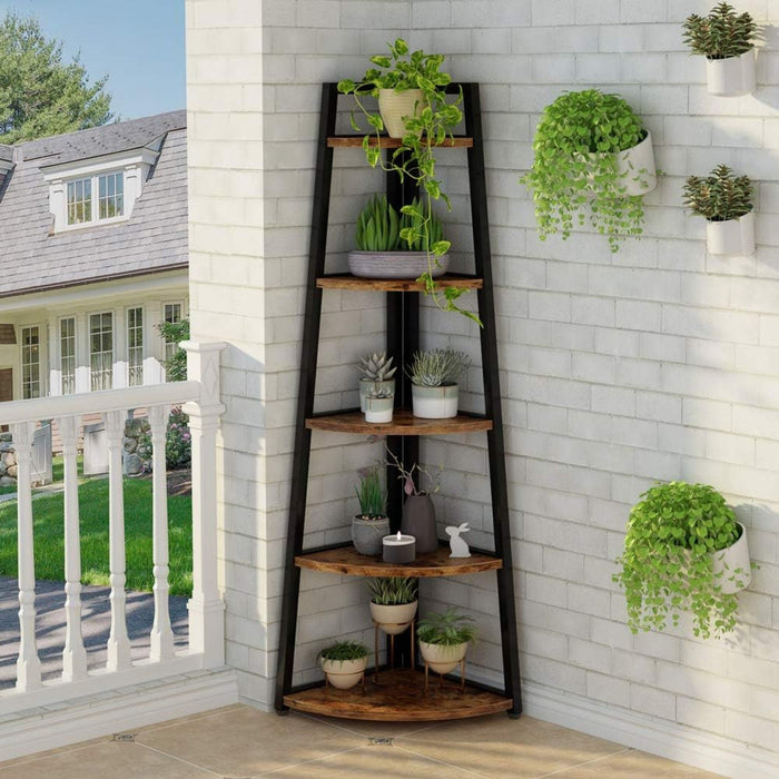 Tall 5 Tier Corner Bookshelf For Living Room