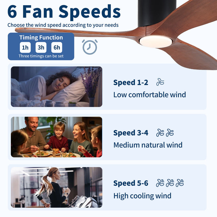 Low Profile Flush Mount Ceiling Fan With Light And Reversible Quiet Motor - Matte Black