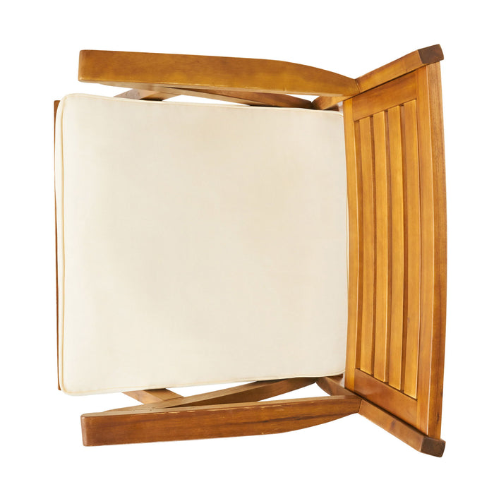 Outdoor Hermosa 5 Piece Wood Dining Set With Cushions - Teak / Beige