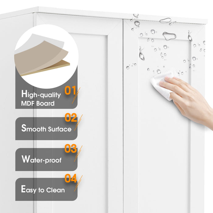 Storage Cabinet With Adjustable Shelves, 2 Doors, Rectangle Design For Bathroom
