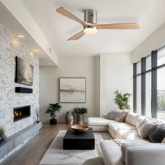 Low Profile Flush Mount Intergrated LED Ceiling Fan With Light And Silent Reversible Motor