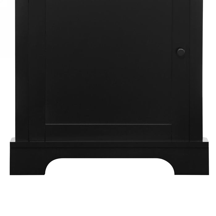 Tall Storage Cabinet With 3 Drawers And Adjustable Shelves For Bathroom