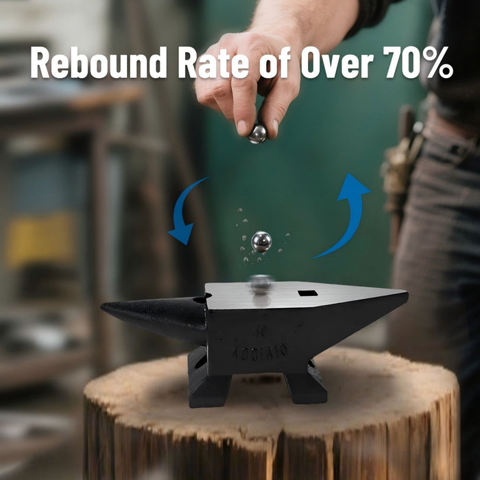 22 Lbs High Hardness Rugged Round Horn Anvil Blacksmith - Black