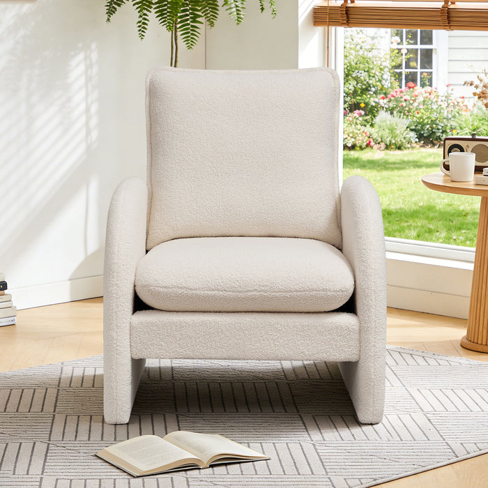 Modern Sherpa Upholstered Accent Chair, Comfortable Living Room Armchair, Lounge Chair For Bedroom, And Office