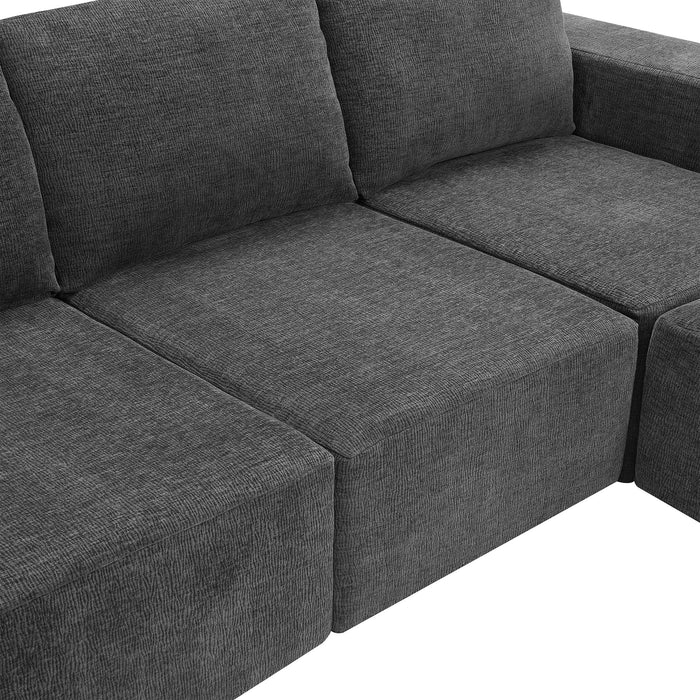 Modular U Shaped Sectional With Ottomans, Luxury Cloud Floor Couch With Deep Seat Fully Compressed Upholstered Sofa