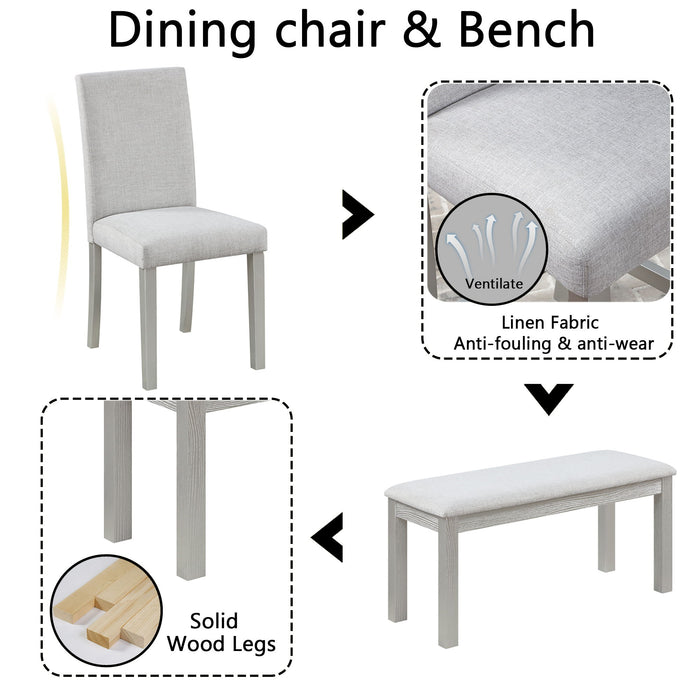 Dining Table Set With Crystal Decoration And Upholstered Chairs