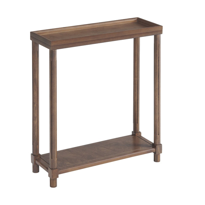 Narrow Side End Tables With Shelf (Set of 2) - Chestnut