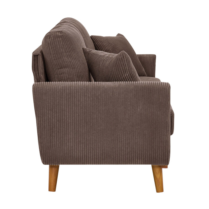 Upholstered Loveseat With Arms And Pillows
