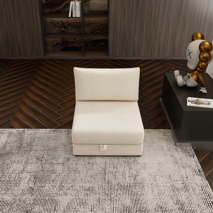 Modular Sectional Sofa With Storage, Convertible 2 Seater Sleeper Sofa - Beige