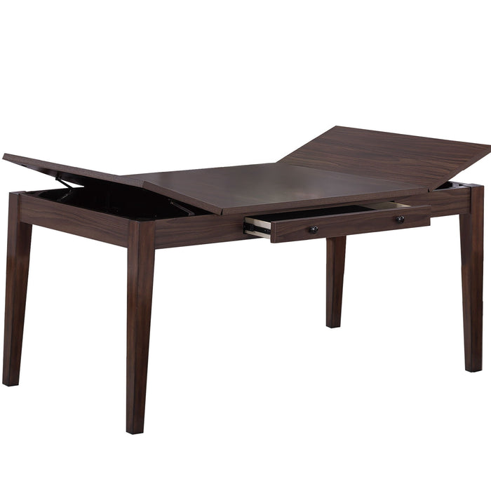 Dining Table With Built In Lift Top Storage And Drawer, Rectangular Furniture - Walnut